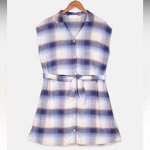 Bella Dahl Sleeveless Blue and White Tunic Dress